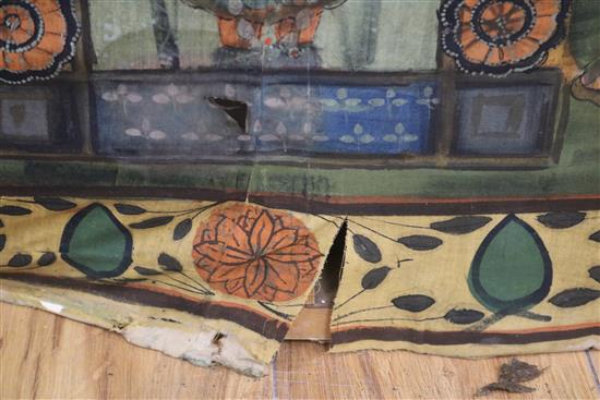 A large Indian painted wall hanging H.182cm, W.253cm